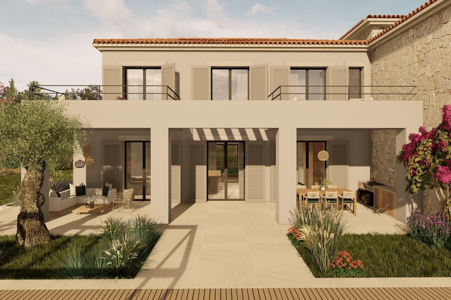 Big terrace with barbecue area