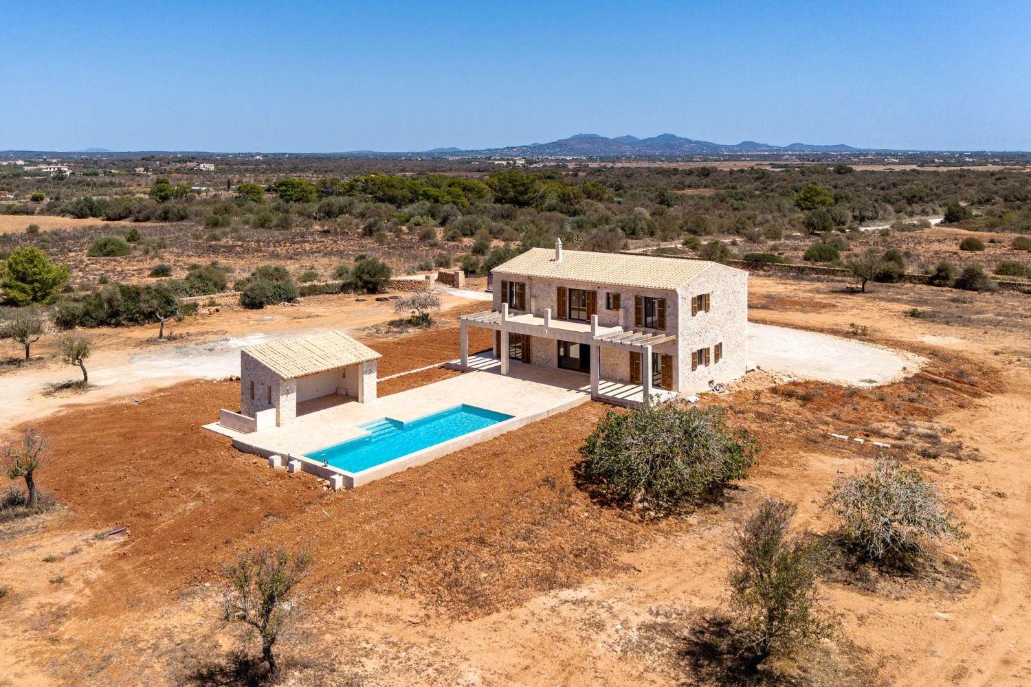 Newly-built finca in a great location with sea views between Ses Salines and Es Llombards