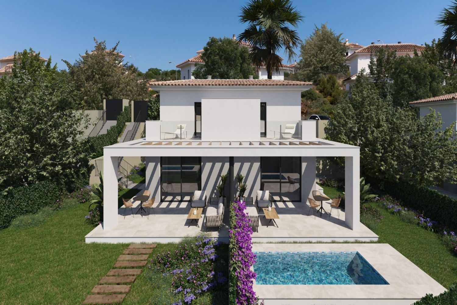 View from the garden to the house