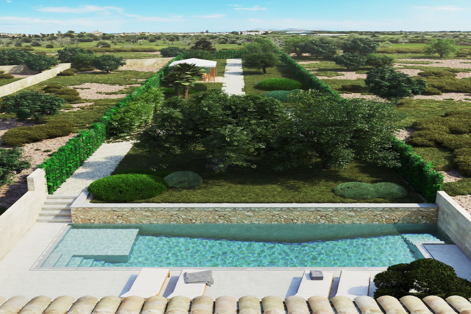 Large plot with garden and pool