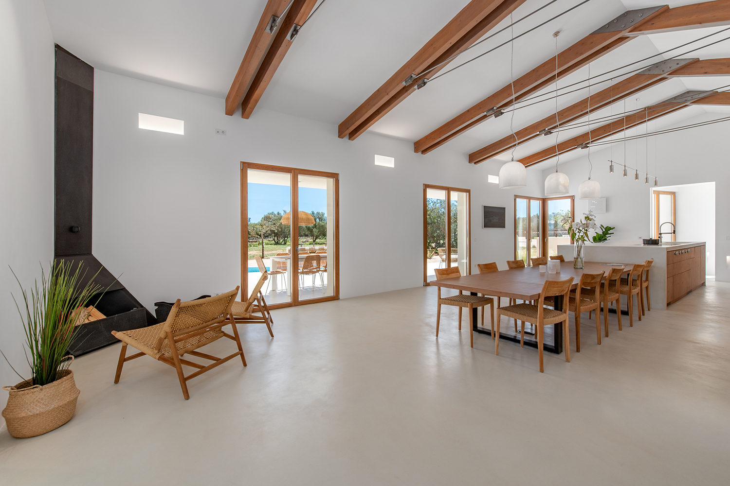 Dining area with fireplace