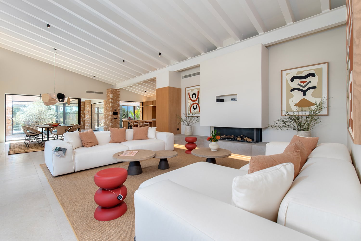 Living area with fireplace