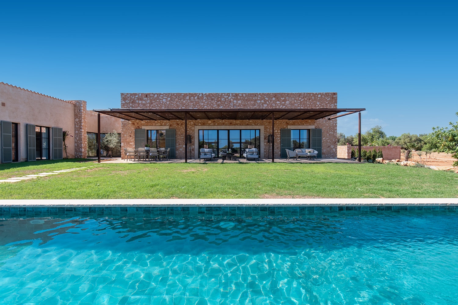 Pool with view at the finca