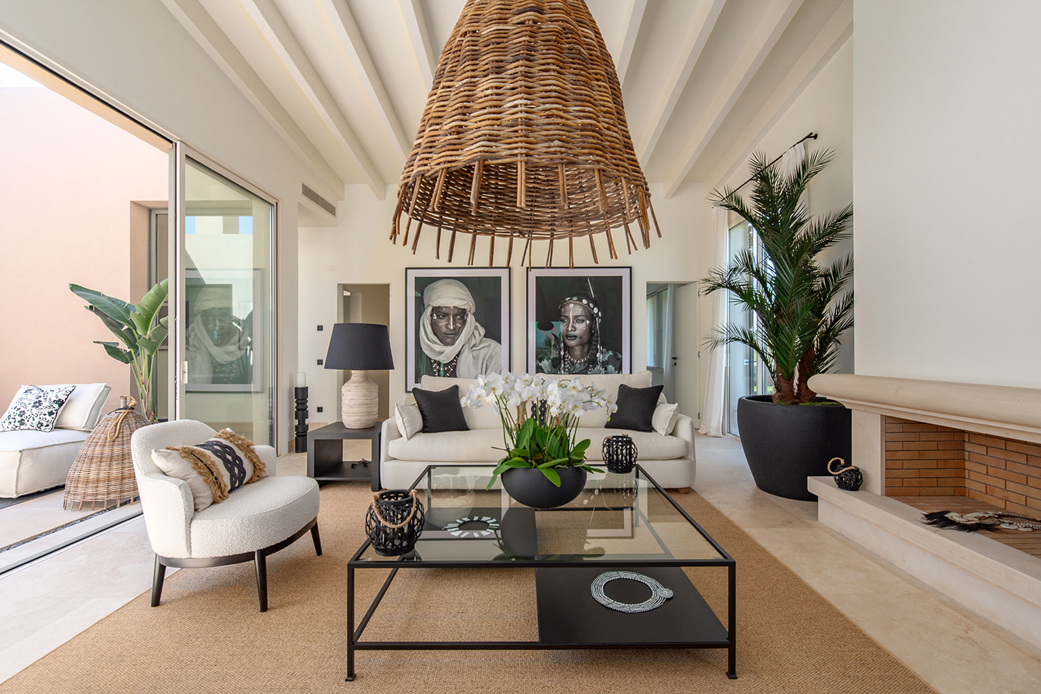 Living area with fireplace