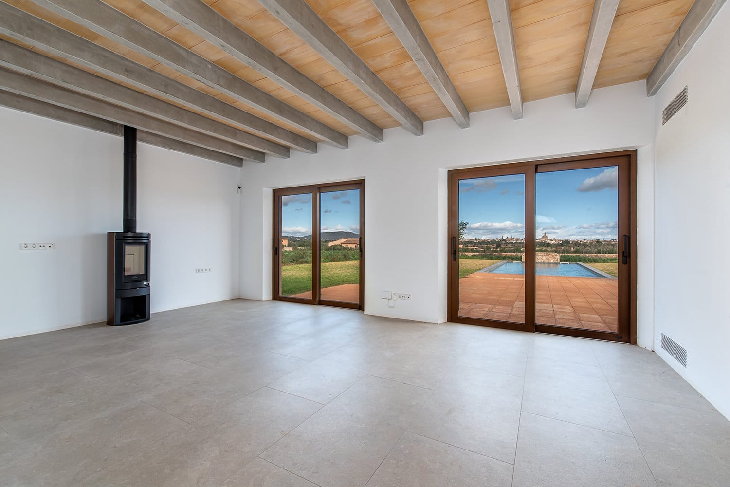 Living area with fireplace