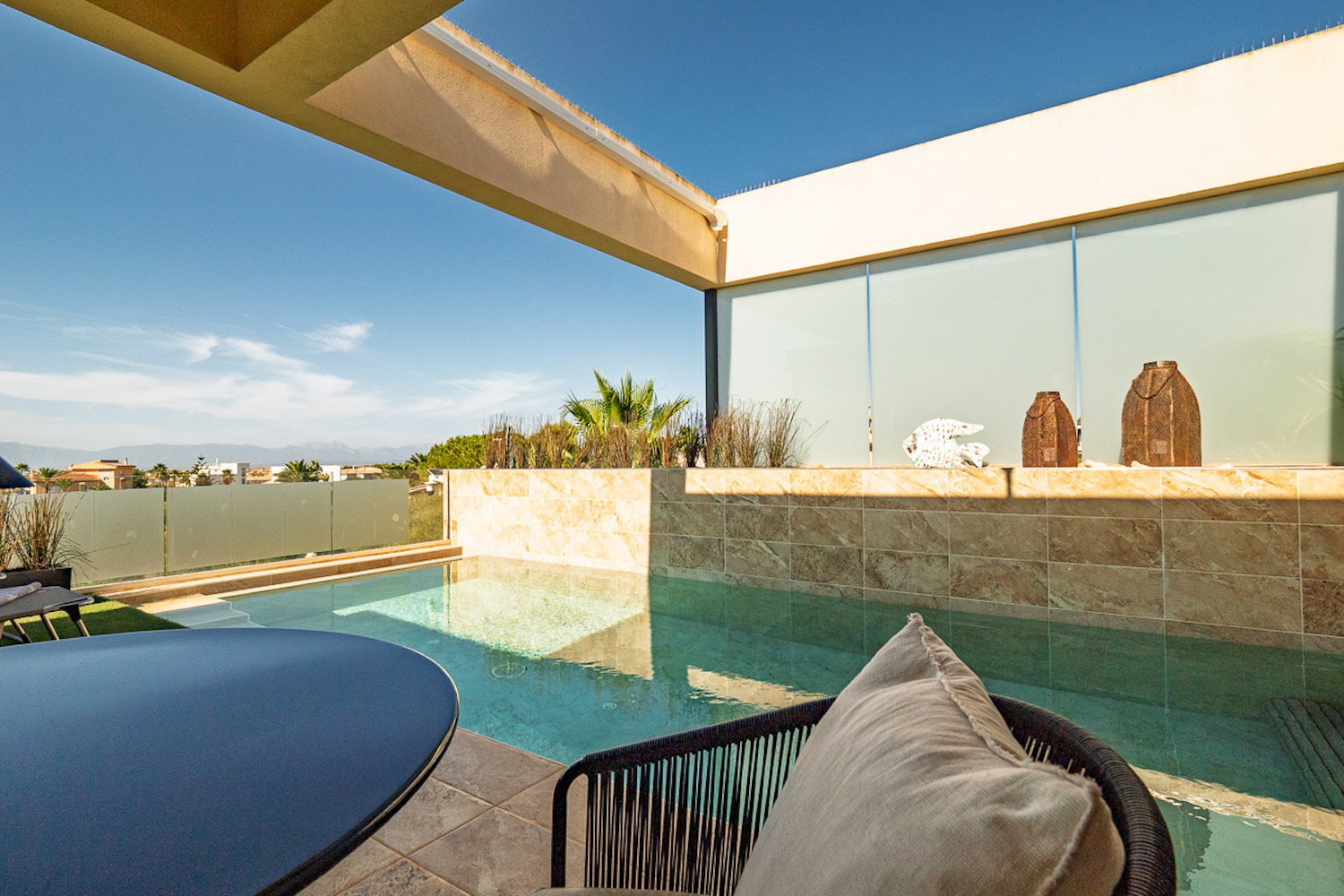 Pool area with sea view