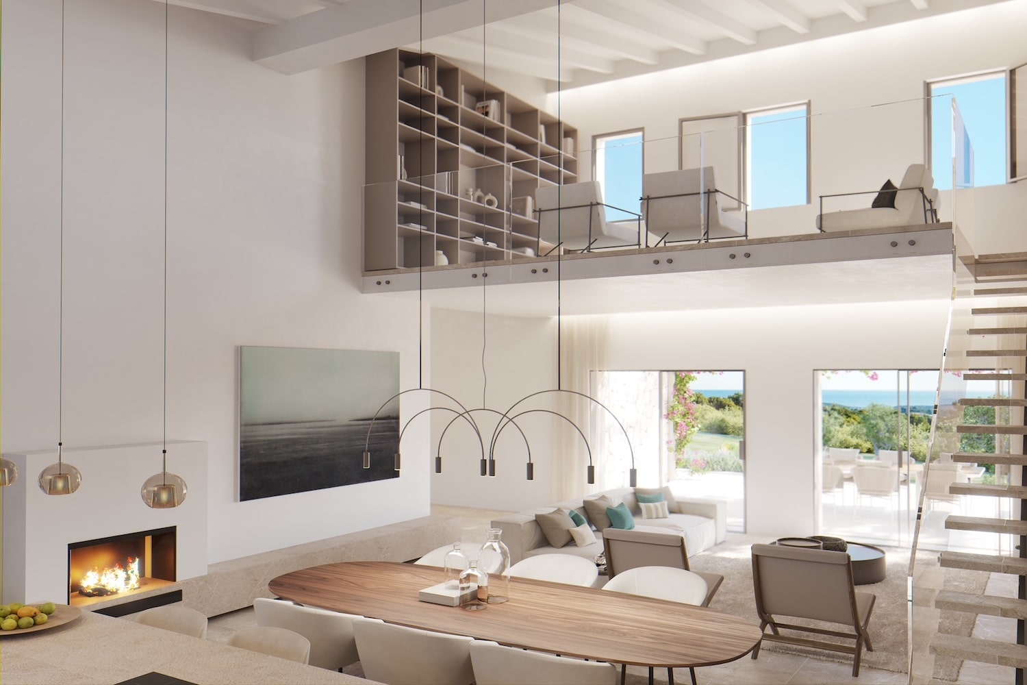 Bright living and dining area