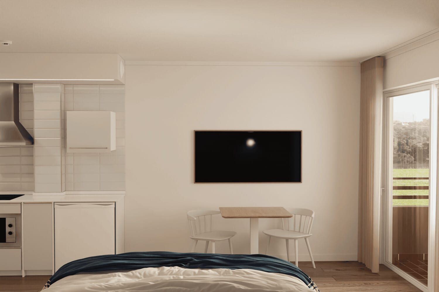 Studio with integrated kitchen