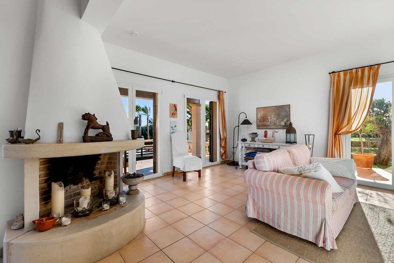 Living area with fireplace