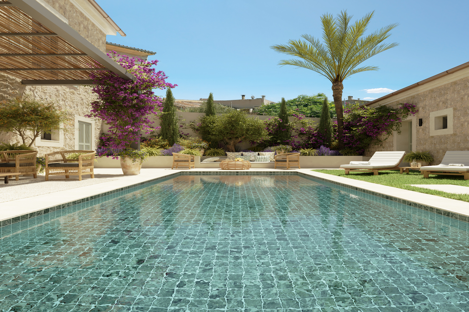 Spacious patio with pool