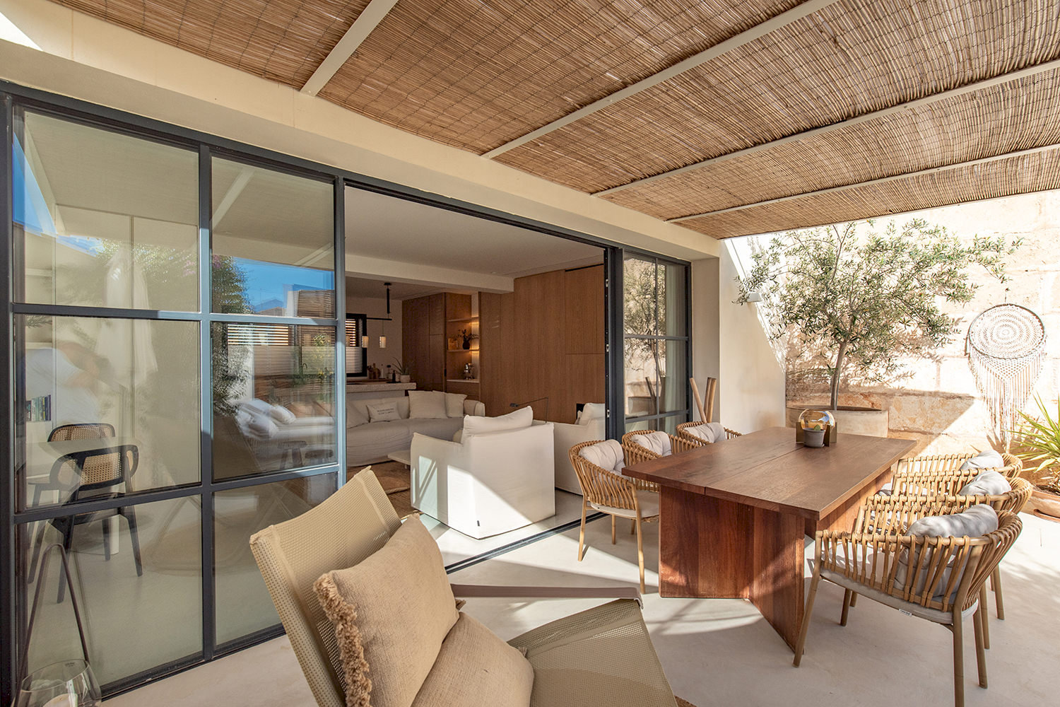 Covered outdoor dining area