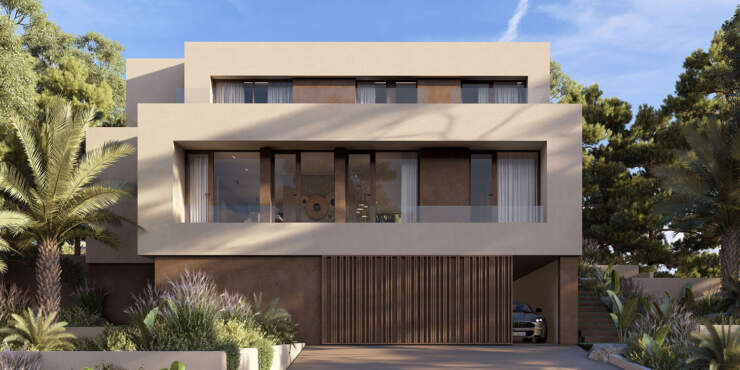 Modern design villa with stylish outdoor area