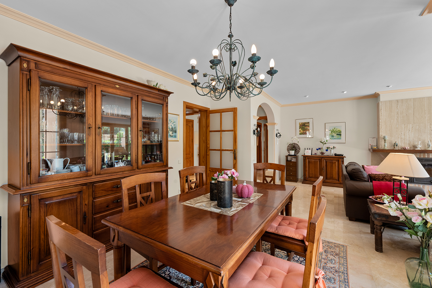 Open living and dining area
