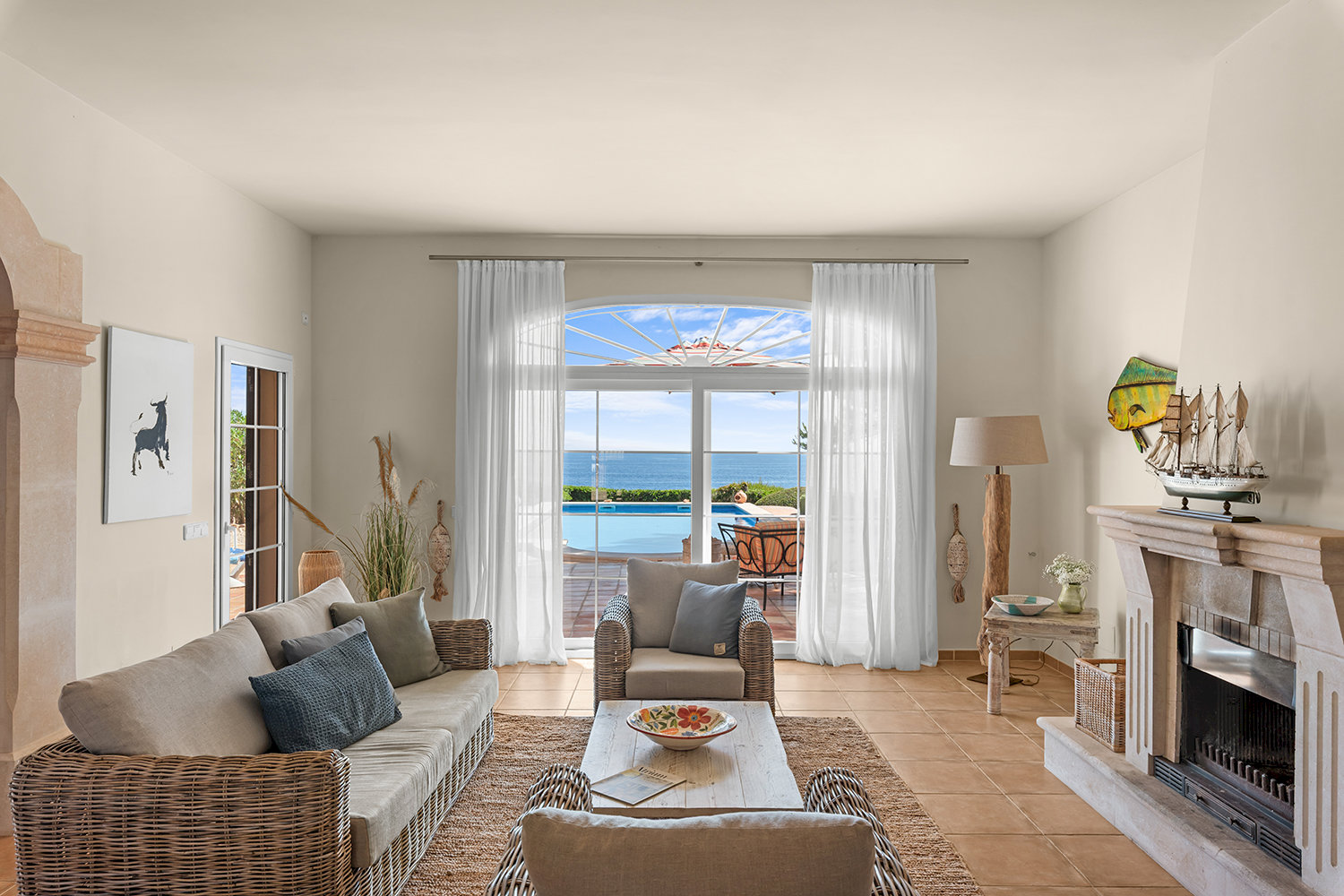 Living area with sea views