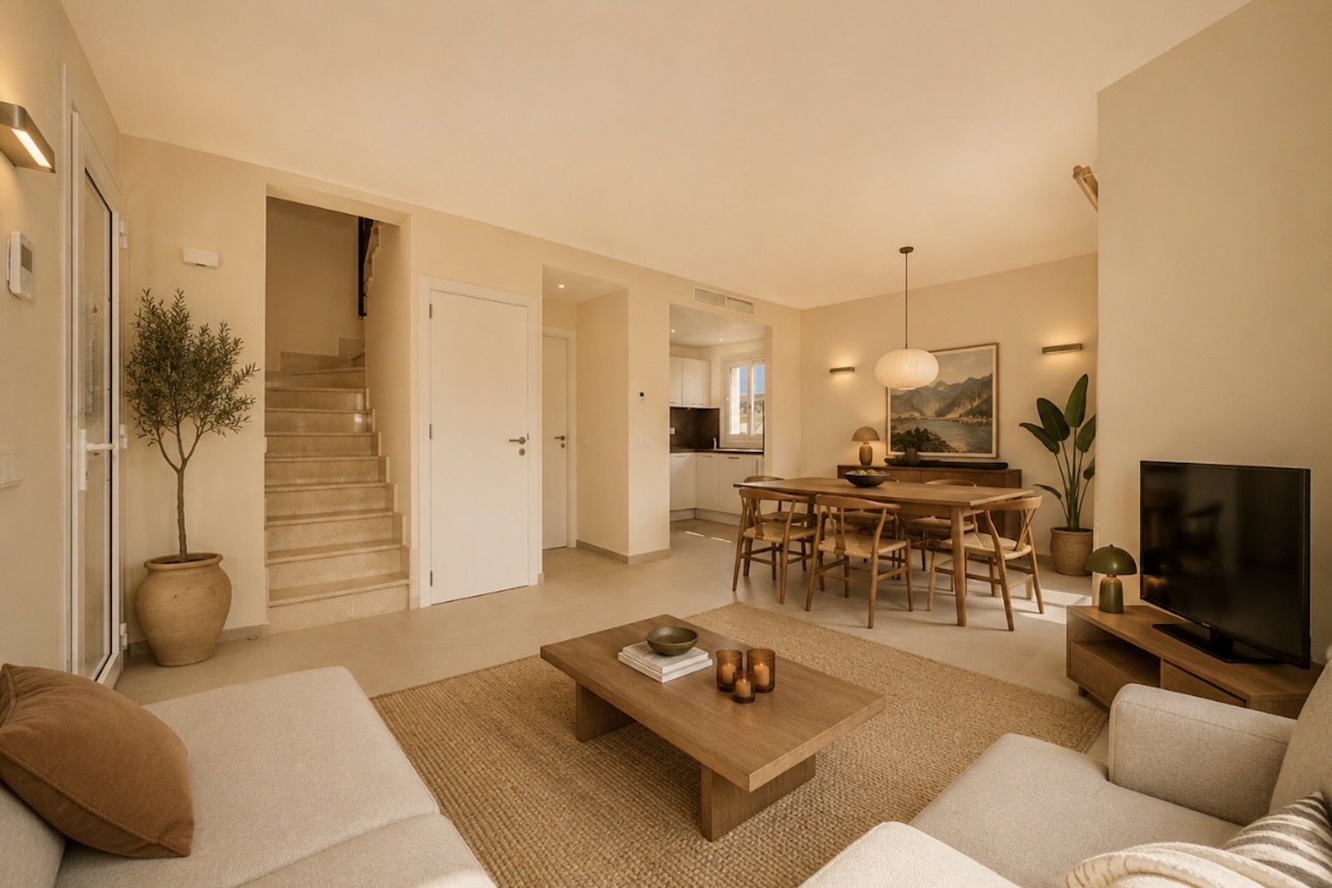 Open living and dining area with outdoor access