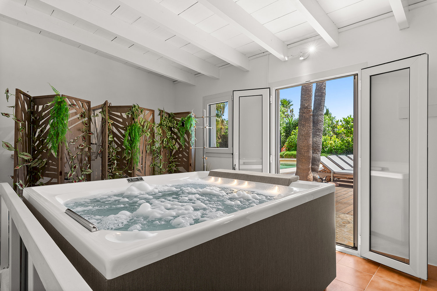 hot tub in the poolhouse