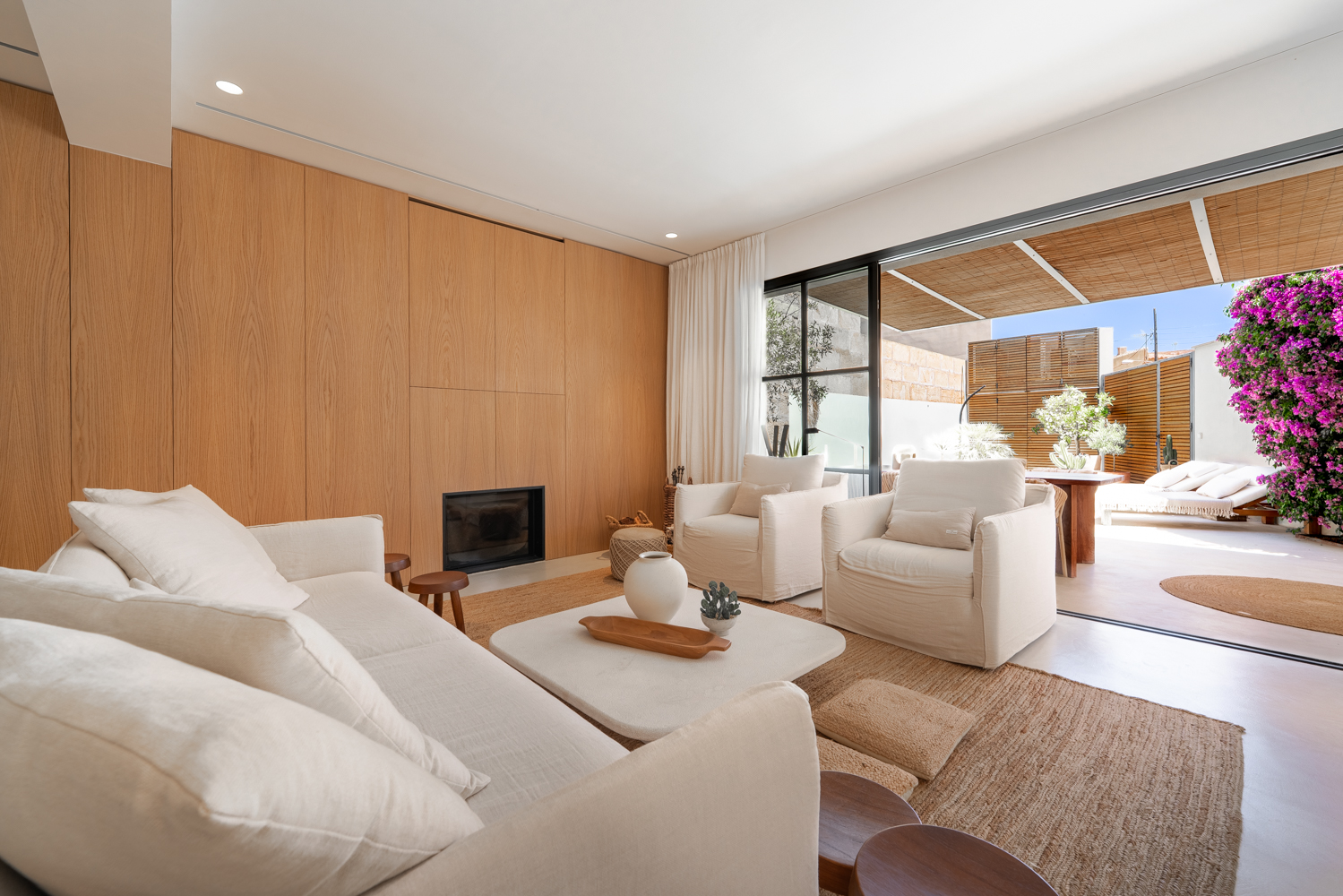 Living area with fireplace