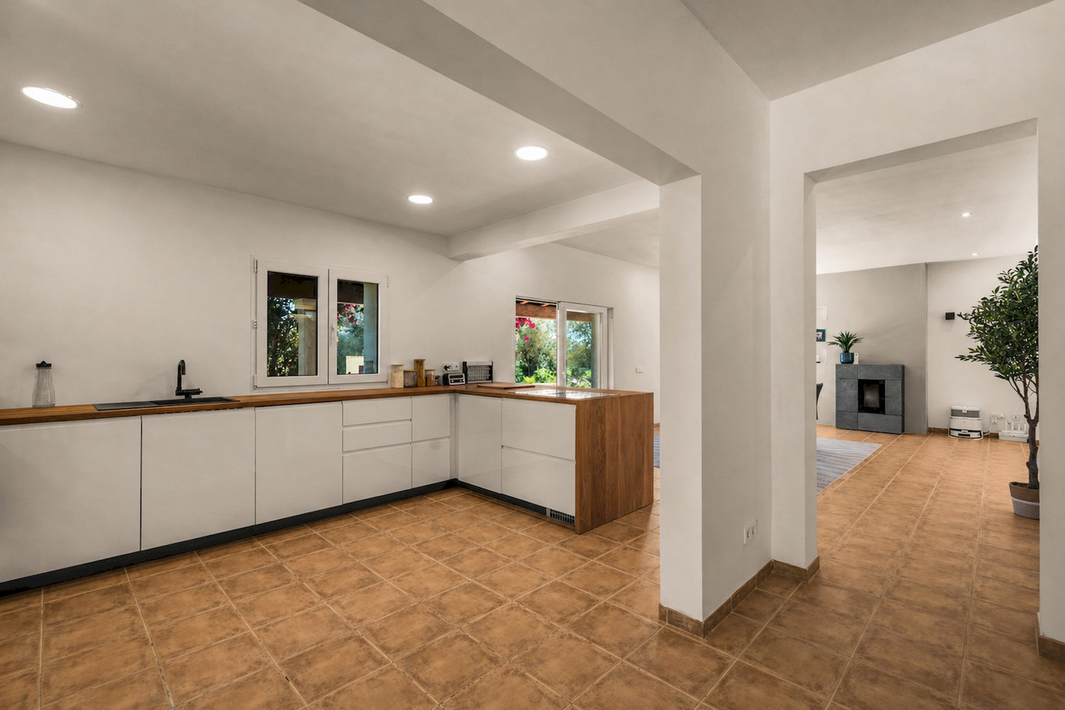 Modern fitted kitchen with clean lines and functional design concept