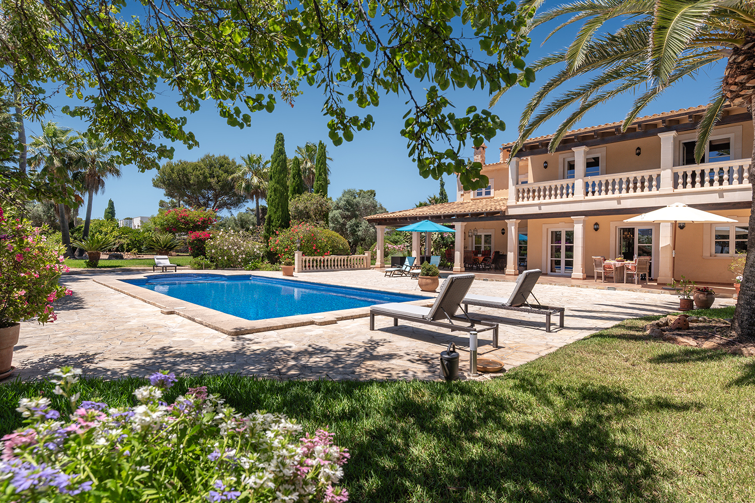 Villa and pool side view