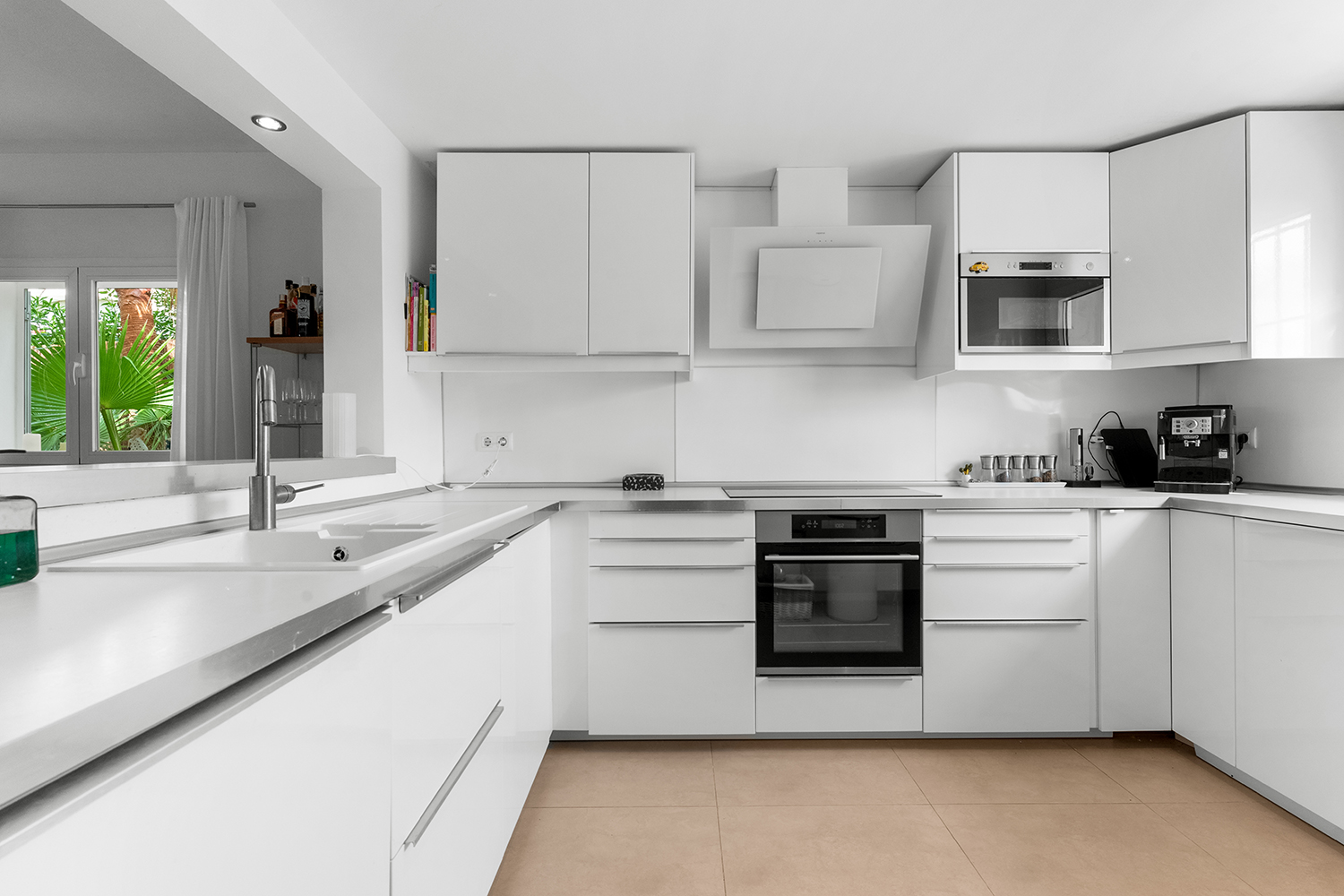 Modern fitted kitchen with generous work surfaces